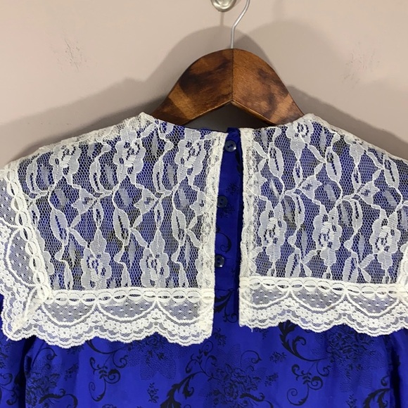 Vintage Gunne Sax Pleated Front Dress Royal Blue Size 6 - Picture 6 of 8